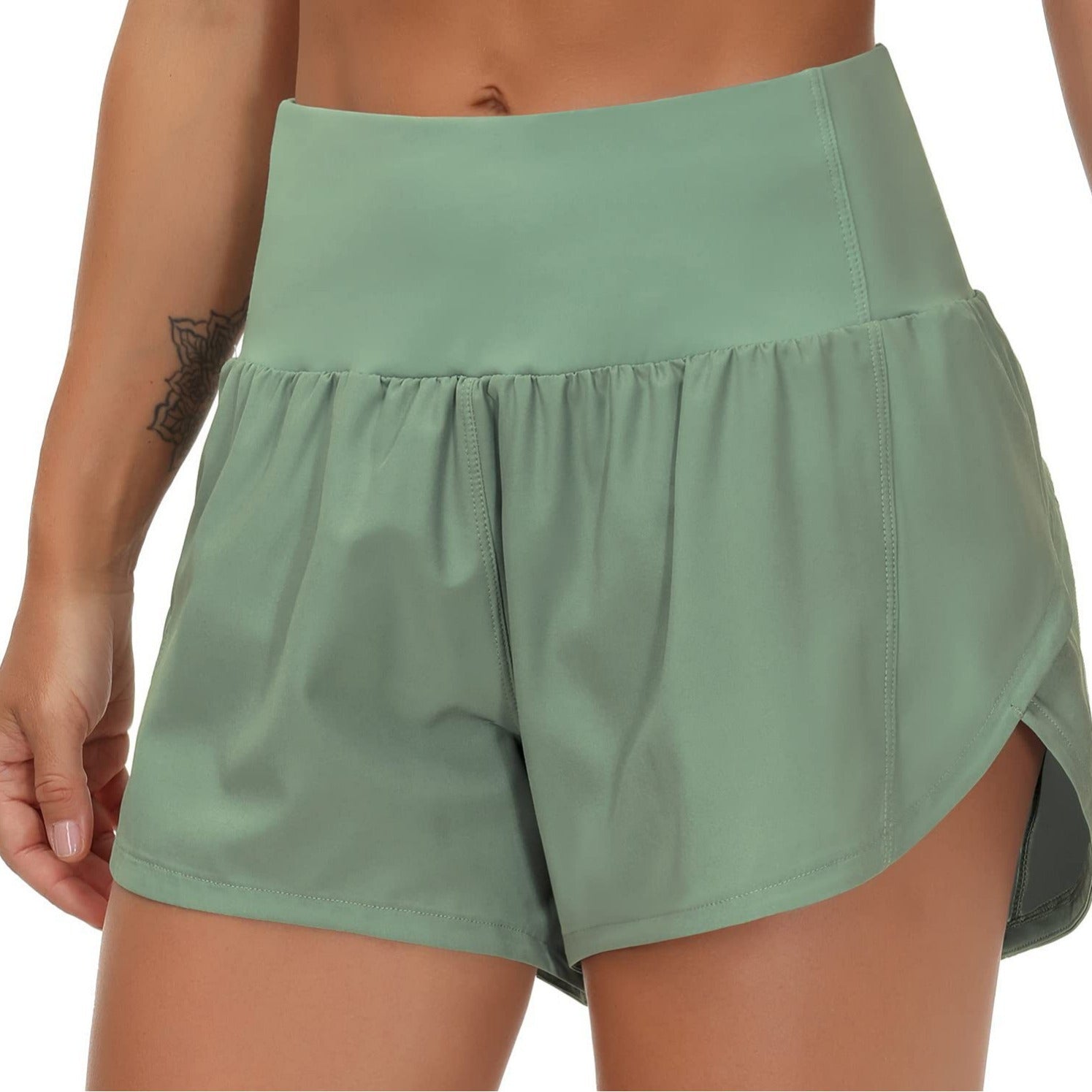 High-Waist 2-in-1 Running Shorts with Built-In Liner